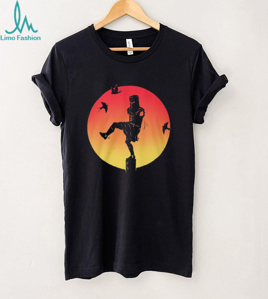 Black Knight Karate Kid Crane Kick Silhouette Sunset T Shirt
