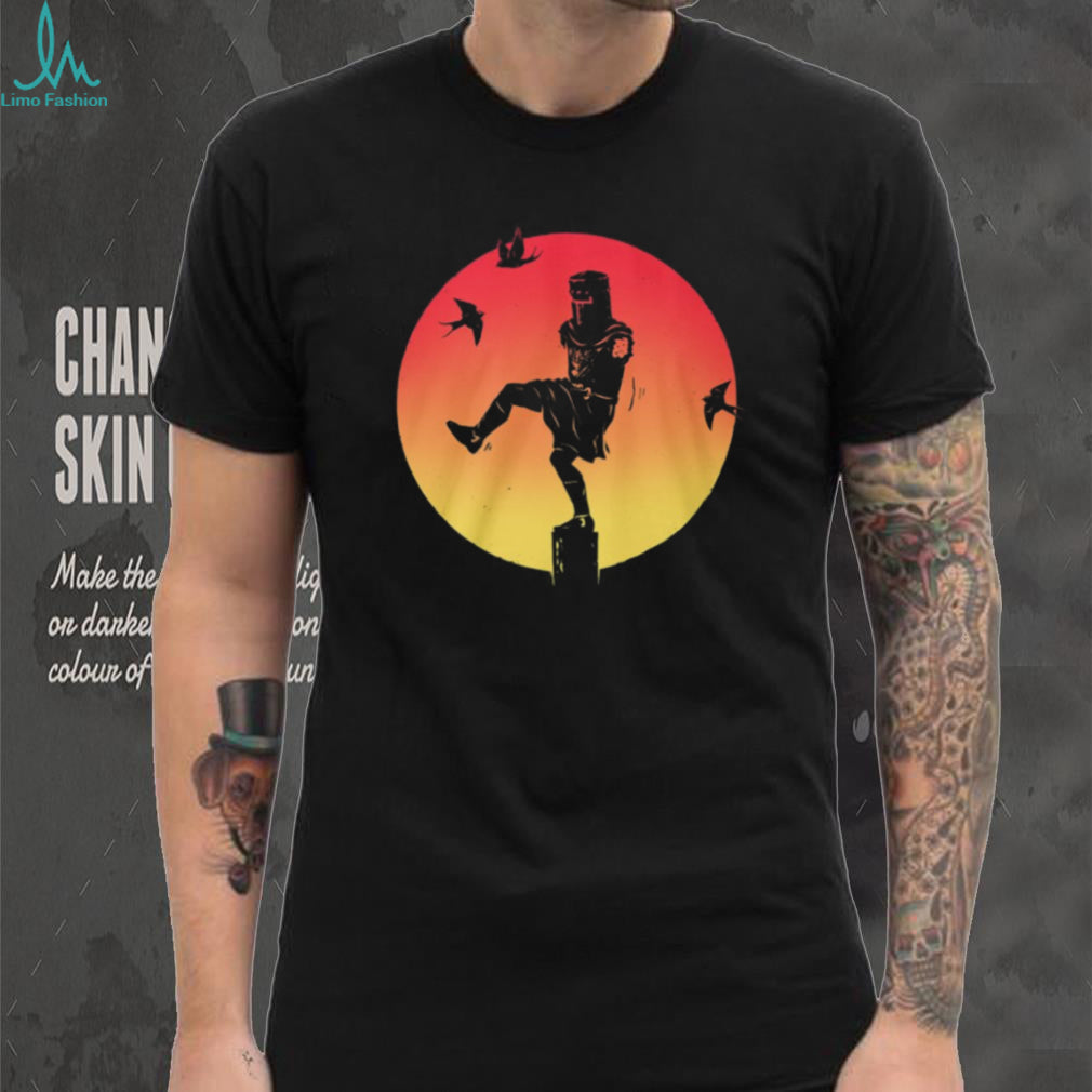 Black Knight Karate Kid Crane Kick Silhouette Sunset T Shirt