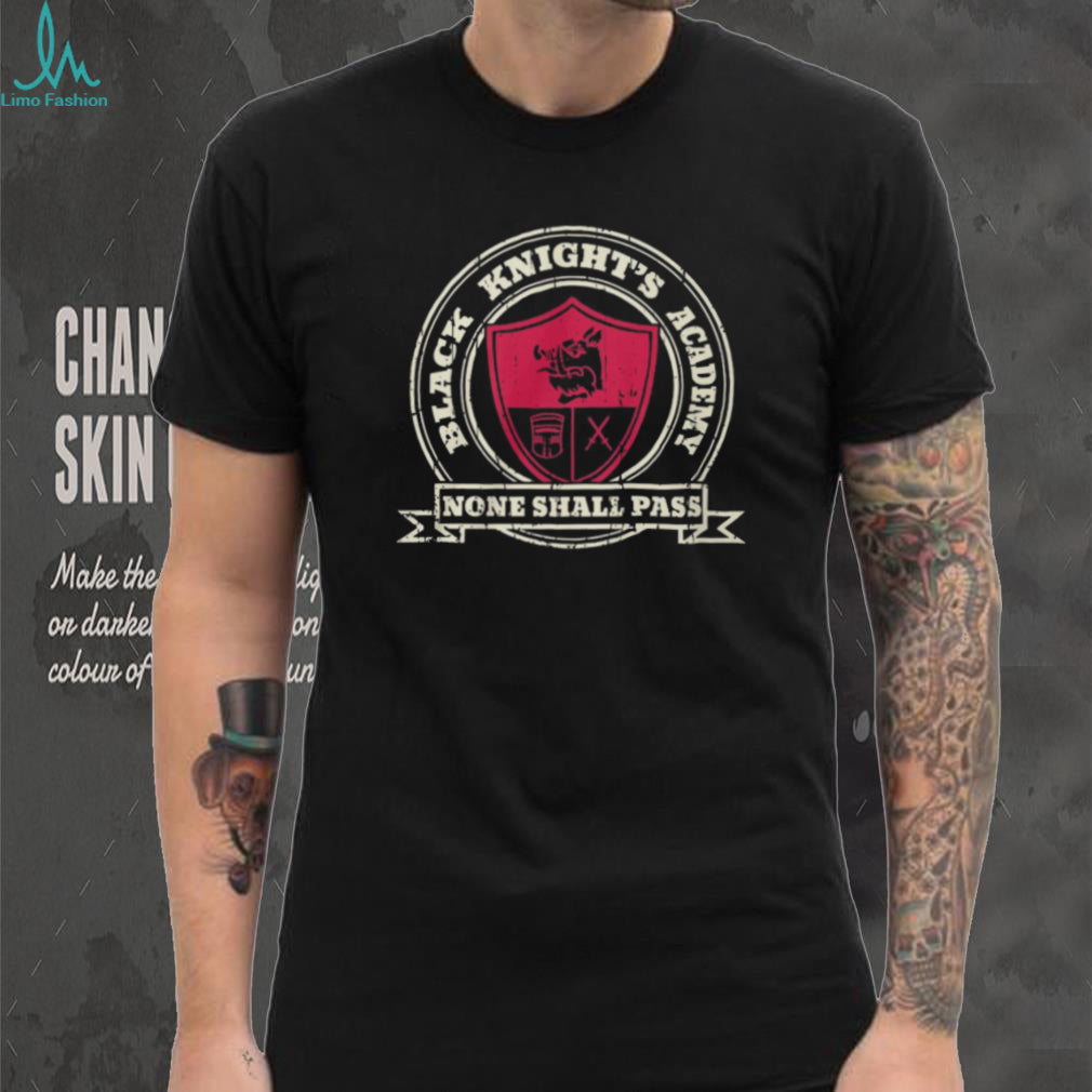 Black Knight’s Academy None Shall Pass Crest T Shirt