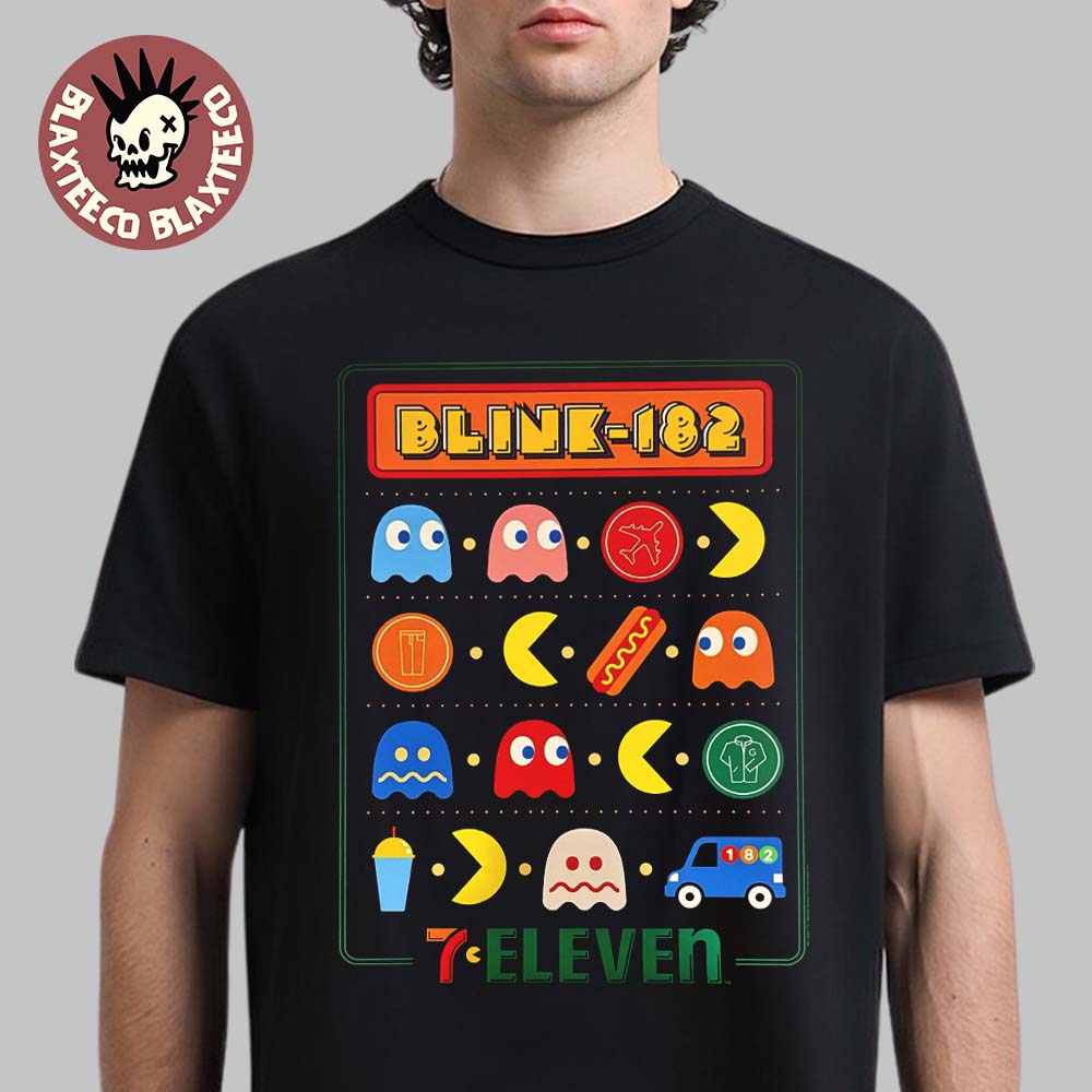 Blink-182 X 7-Eleven X Pacman San Diego Comic-Con 2026 Exclusive Merch Arcade Maze T-Shirt