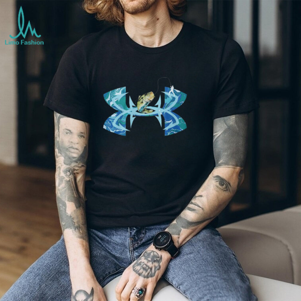 Blue Swirl Bass Fishing Hook Graphic T Shirt