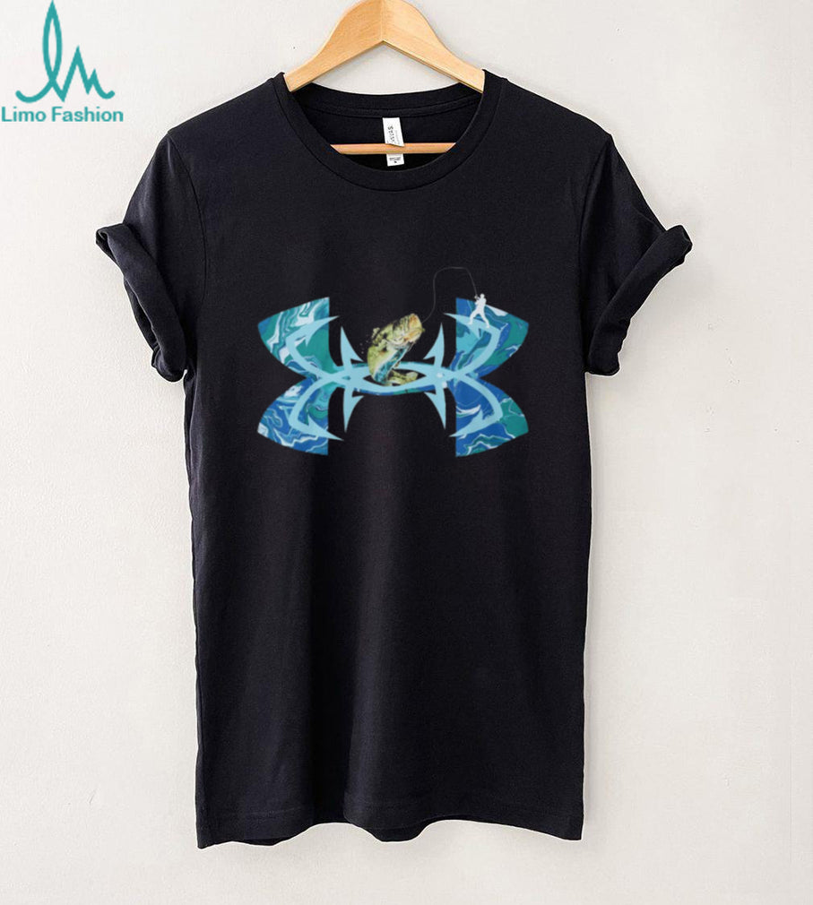 Blue Swirl Bass Fishing Hook Graphic T Shirt