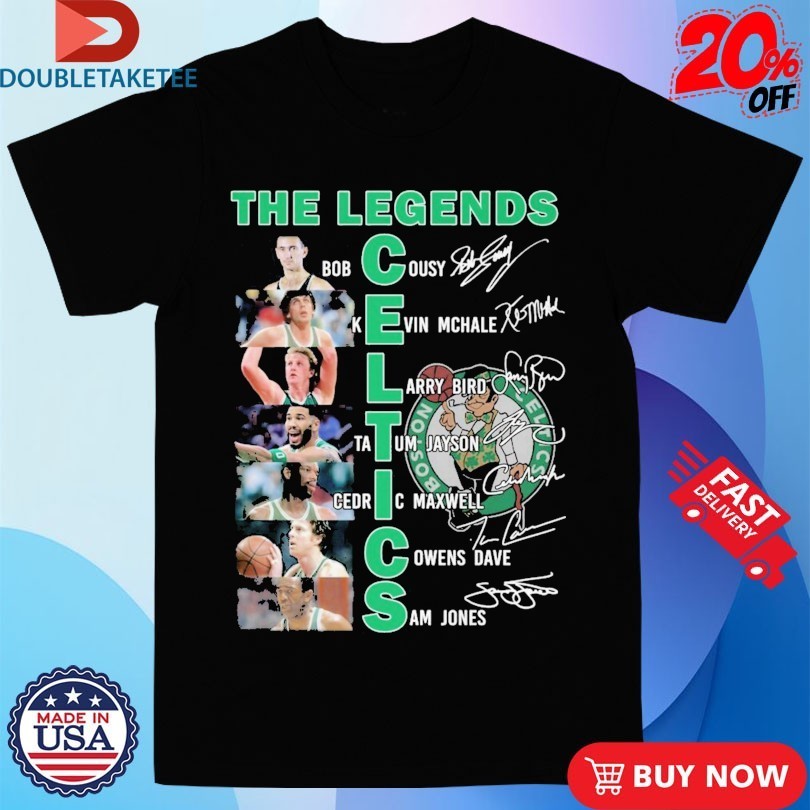 Bob Cousy Kevin Mchale Larry Bird Tatum Jayson Cedric Maxwell Cowens Dave Sam Jones Boston Celtics The Legends Signatures Shirts