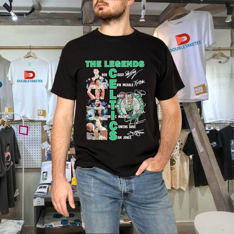 Bob Cousy Kevin Mchale Larry Bird Tatum Jayson Cedric Maxwell Cowens Dave Sam Jones Boston Celtics The Legends Signatures Shirts