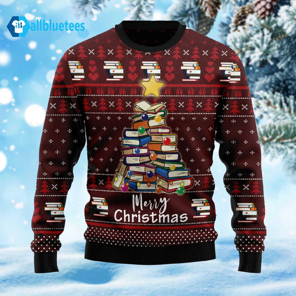 Book Pine Ugly Christmas Sweater