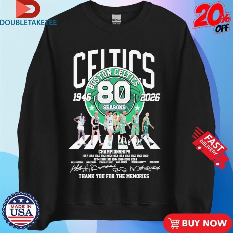 Boston Celtics 1946 2026 80 Seasons Championships Thank You For The Memories Road Abbey Signatures Shirts