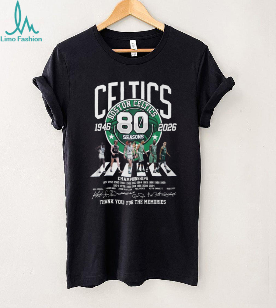 Boston Celtics 80 Seasons 1946 2026 Championships Abbey Road T Shirt