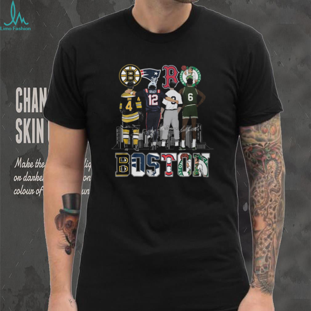Boston Sports Icons Legends Back View Skyline T Shirt