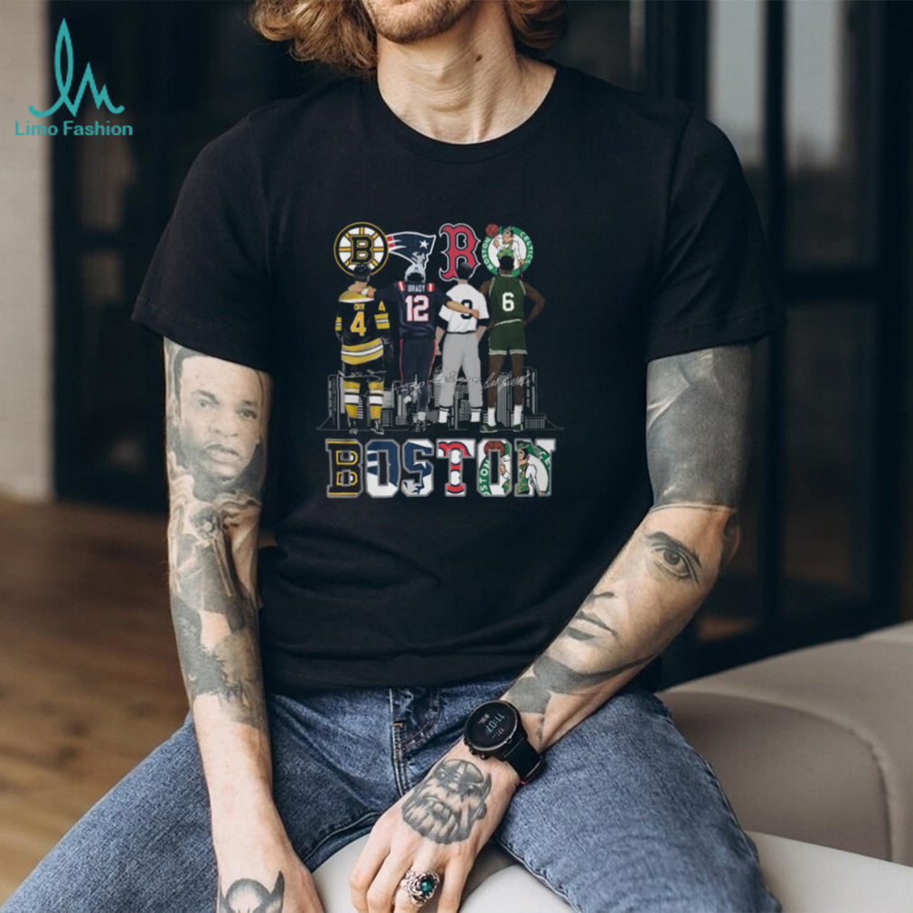 Boston Sports Icons Legends Back View Skyline T Shirt