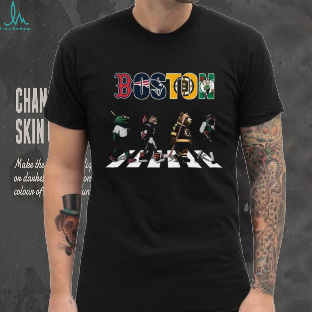 Boston Sports Teams Mascots Abbey Road Road Crossing T Shirt