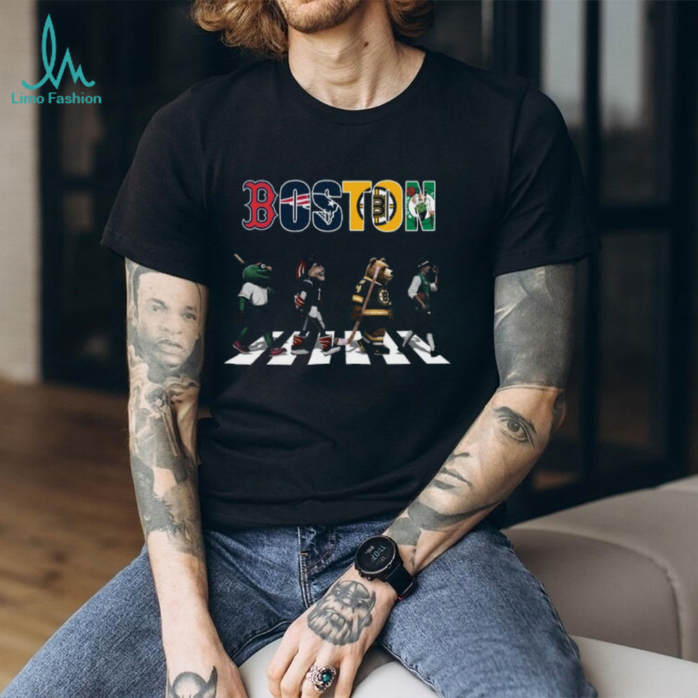 Boston Sports Teams Mascots Abbey Road Road Crossing T Shirt