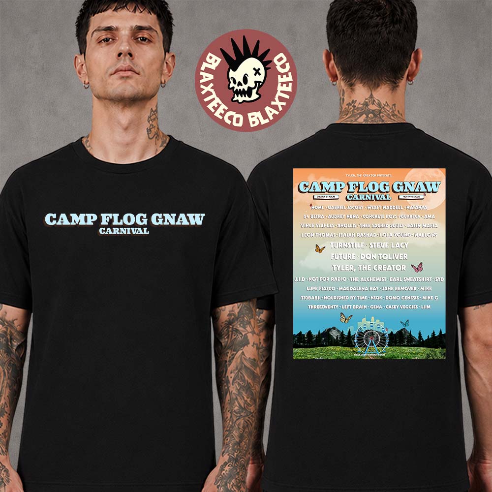 Camp Flog Gnaw Carnival 2026 Lineup Poster In Los Angeles California At Dodger Stadium On November 14-15 2026 Two Sided T-Shirt