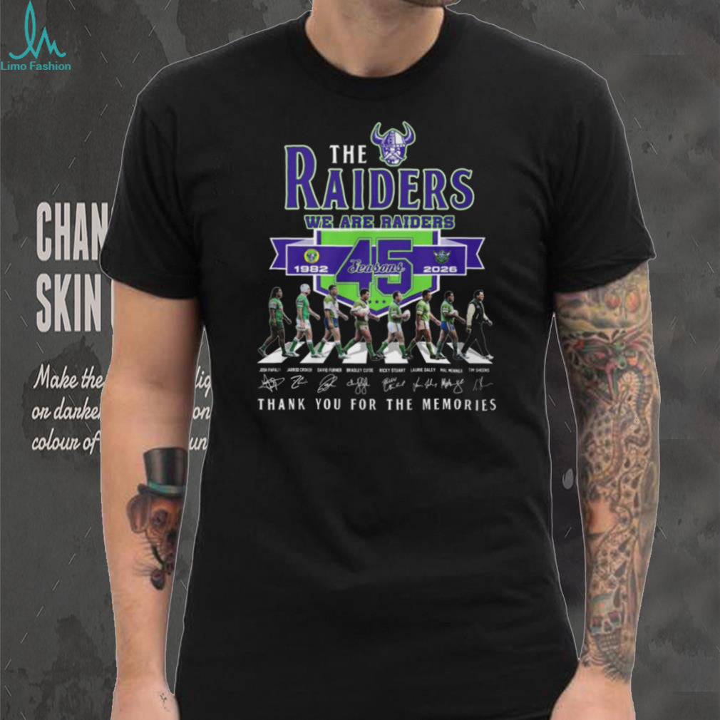 Canberra Raiders 45 Seasons 1982 2026 Legend Signatures T Shirt