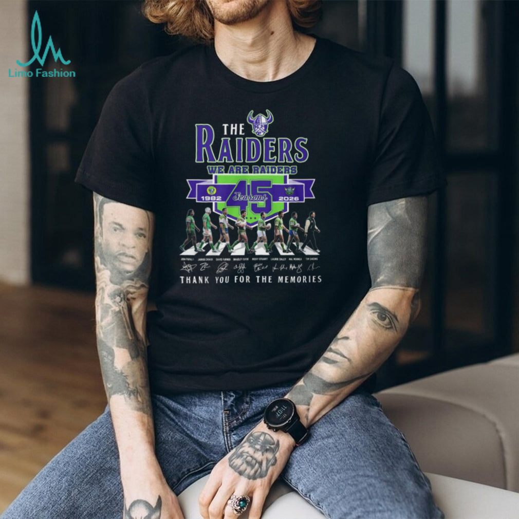 Canberra Raiders 45 Seasons 1982 2026 Legend Signatures T Shirt