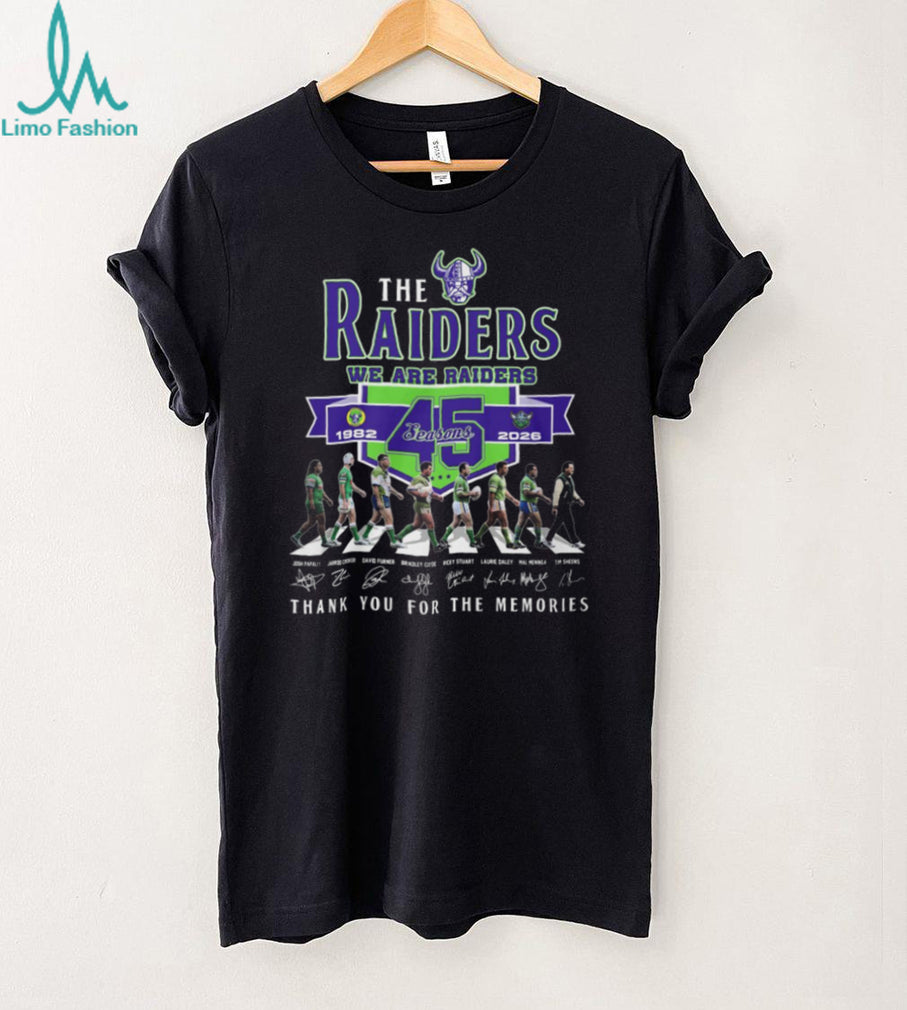 Canberra Raiders 45 Seasons 1982 2026 Legend Signatures T Shirt