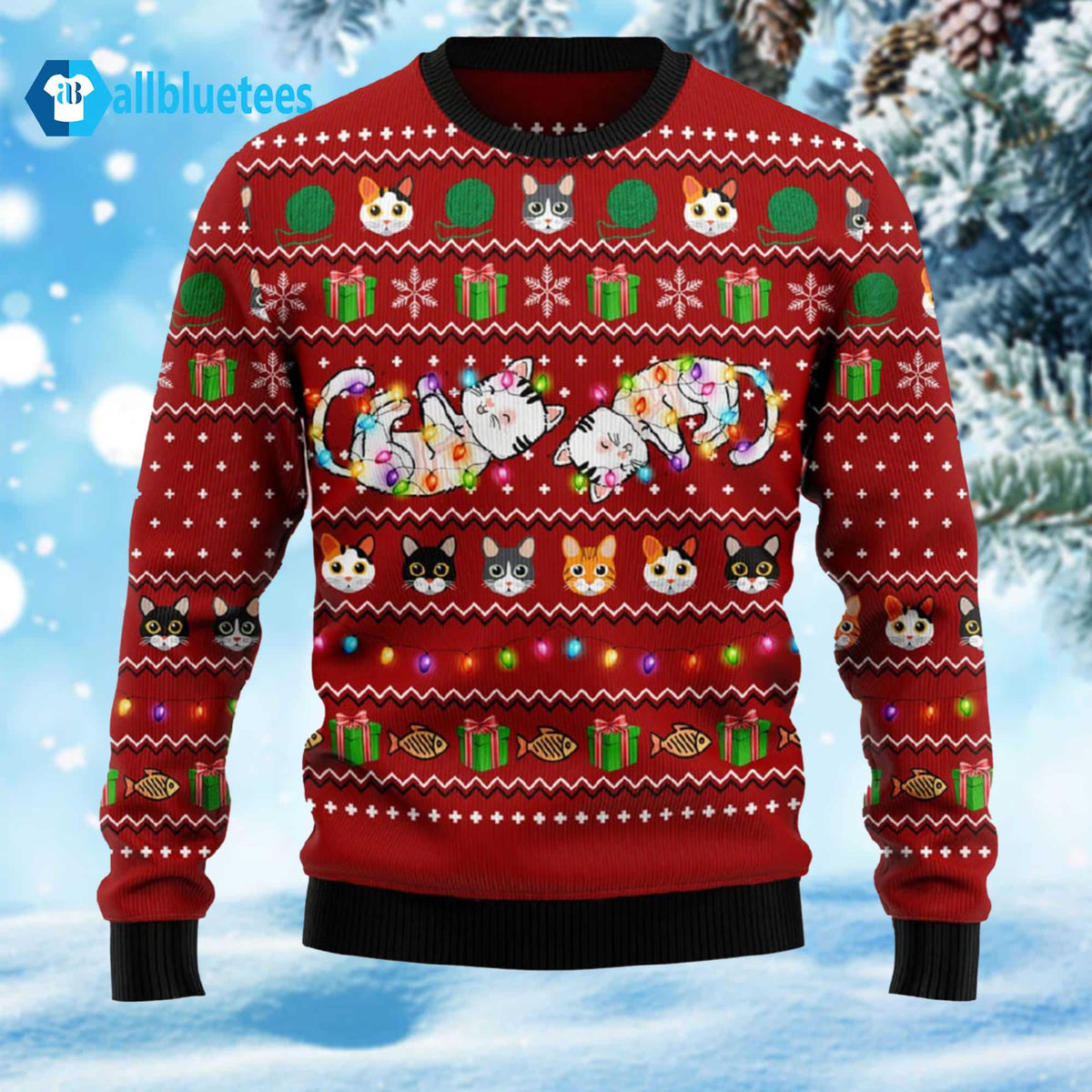 Cat Light Ugly Christmas Sweater