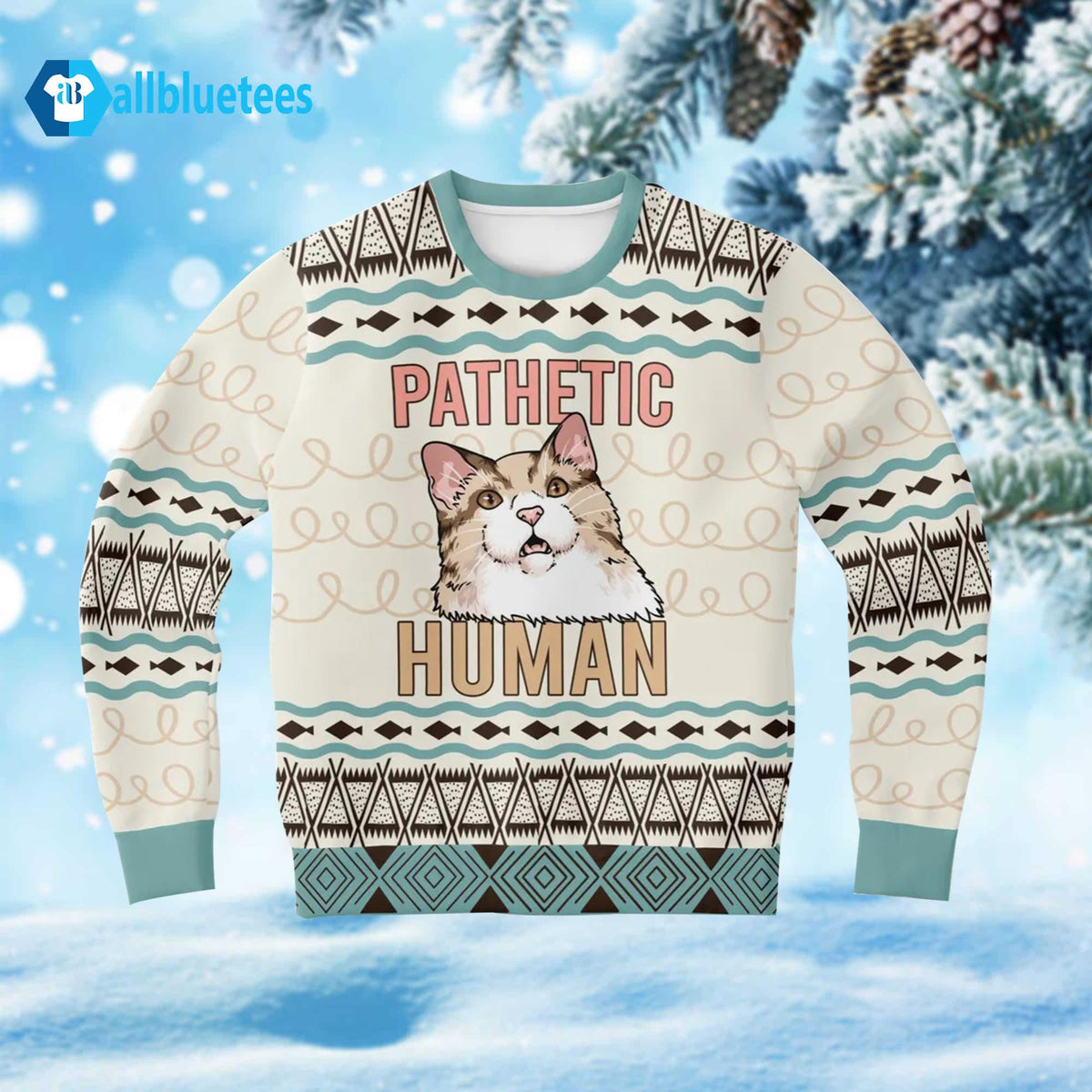 Cat Pathetic Human Ugly Christmas Sweater