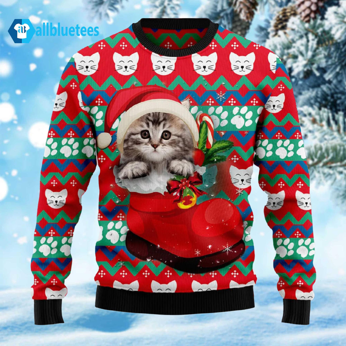 Cat Socks Ugly Christmas Sweater