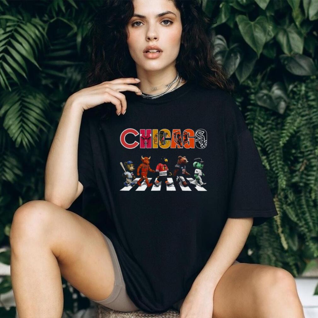 Chicago Sports Mascots Abbey Road Crossing Parody T Shirt
