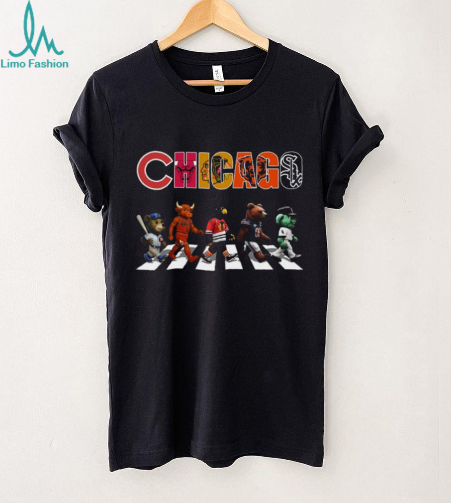 Chicago Sports Mascots Abbey Road Crossing Parody T Shirt