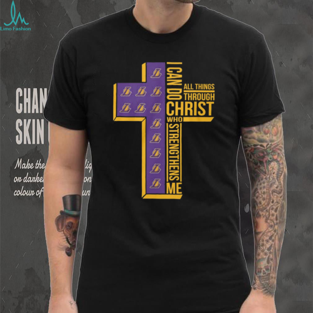 Christian Faith Phil 413 Lakers Purple and Gold Cross Graphic Tee