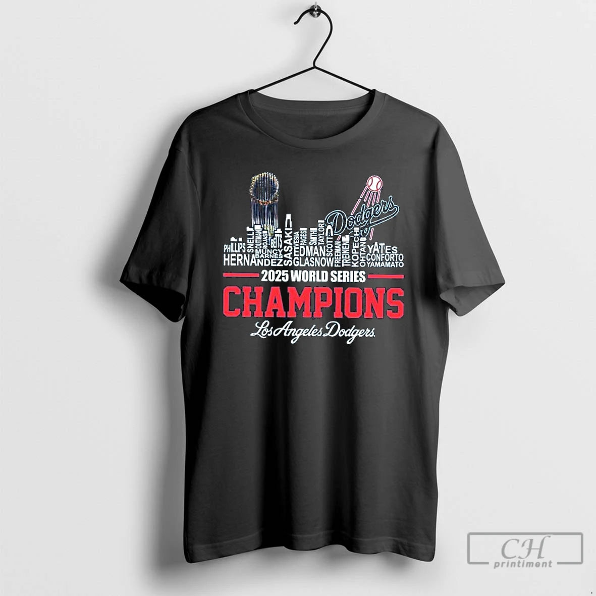 Classic 2025 World Series Champs Los Angeles Dodgers Skyline Names Long Sleve T Shirts