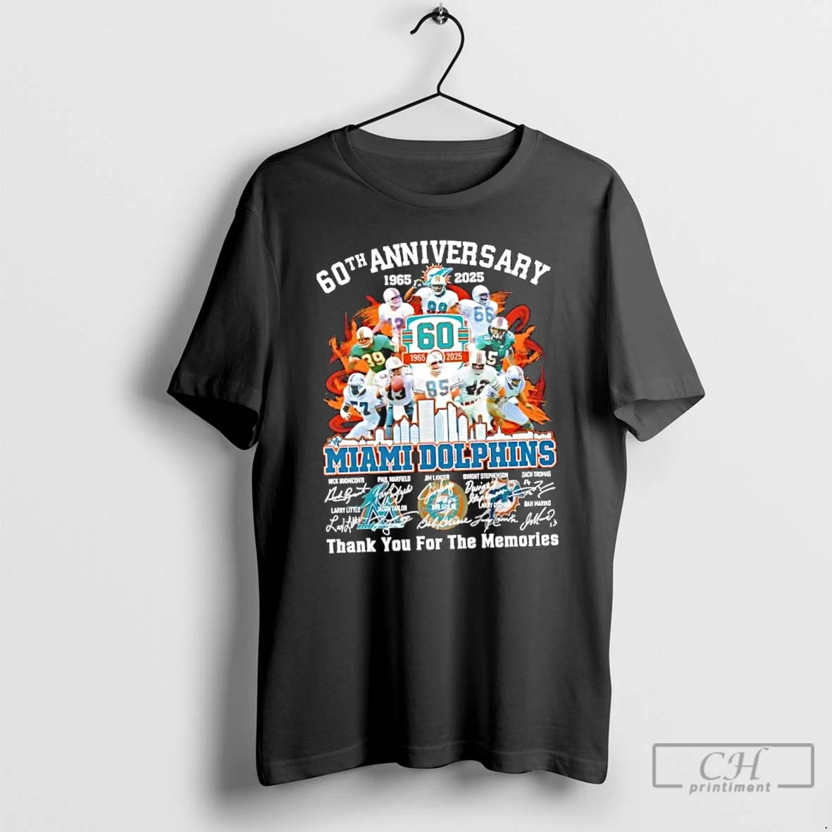 Classic 60th Anniversary 1965 2025 Miami Dolphins Legends Thank You For The Memories Signatures T-Shirts, Hoodie, Sweatshirt