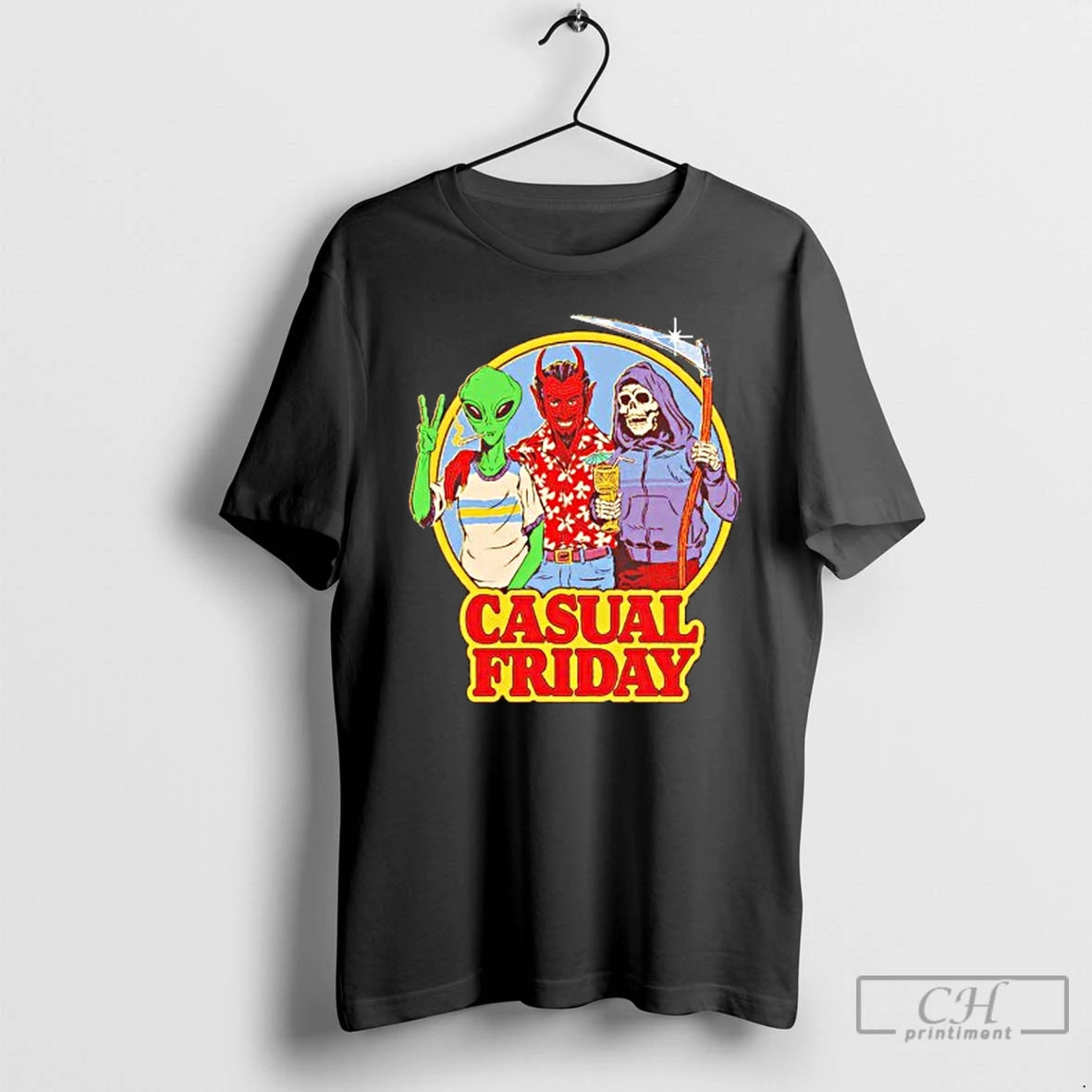 Classic Alien Devil And Grim Reaper Casual Friday T Shirts Hoodie, Sweatshirt | InkNestWear.com