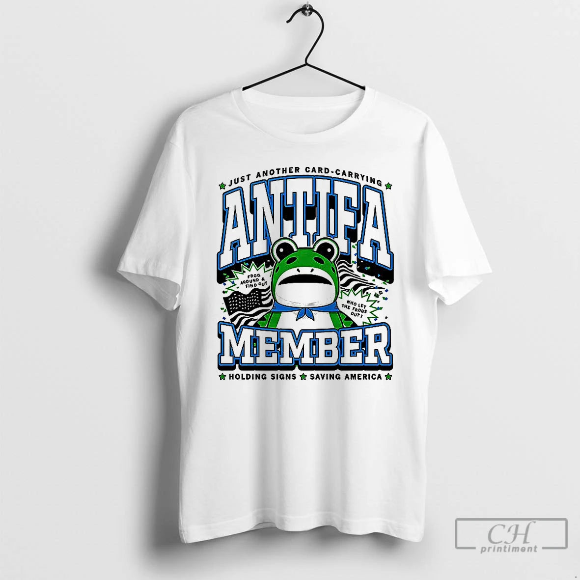 Classic Antifa Member Just Another Card Carrying Holding Signs Saving America Frog T Shirts Hoodie, Sweatshirt