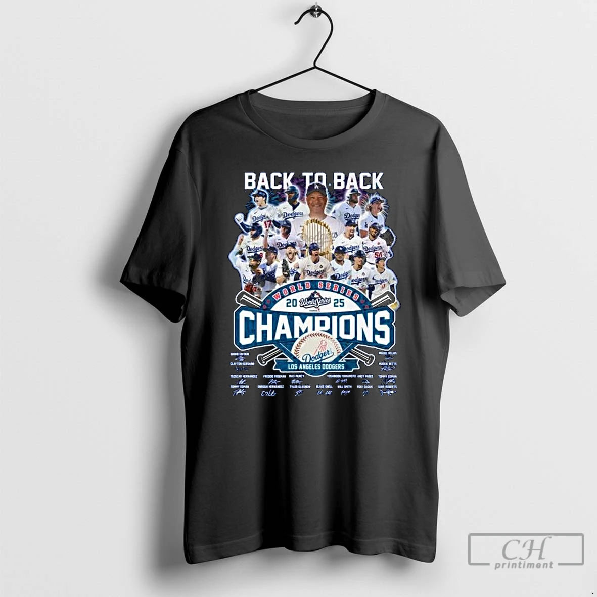 Classic Back To Back World Series 2025 Champions Los Angeles Dodgers Players Signatures Fireworks Long T-Shirts, Hoodie,...