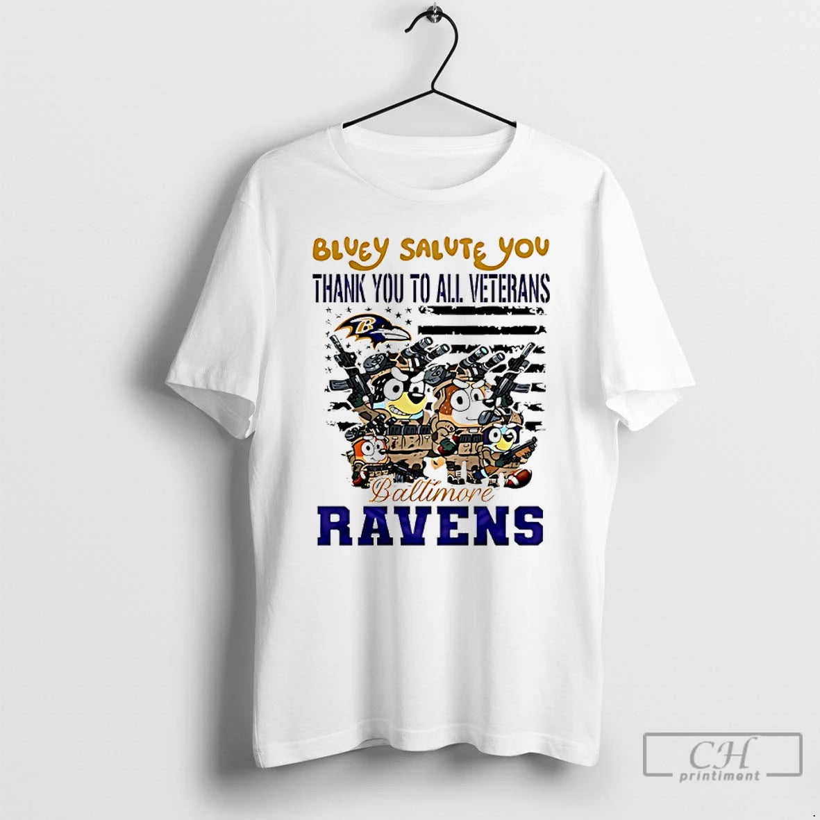 Classic Baltimore Ravens Bluey Salute You Thank You To All Veterans T Shirts Hoodie, Sweatshirt | InkNestWear.com