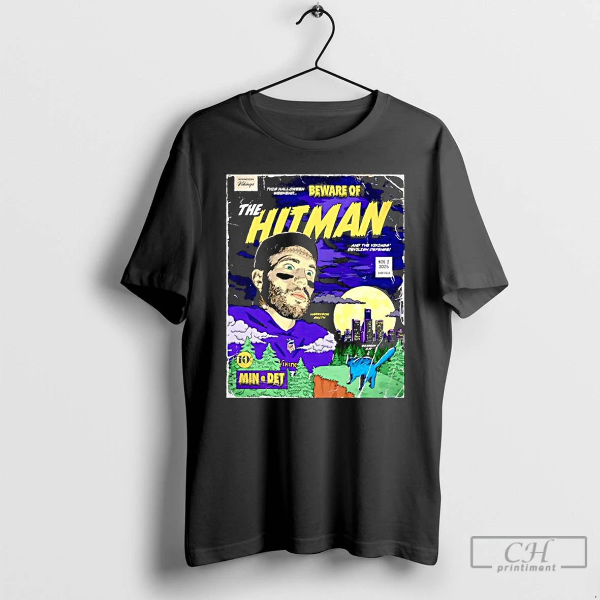 Classic Beware Of The Hitman Minnesota Vikings Halloween Weekend November 2nd 2025 At Ford Field T-Shirts, Hoodie, Sweatshirt