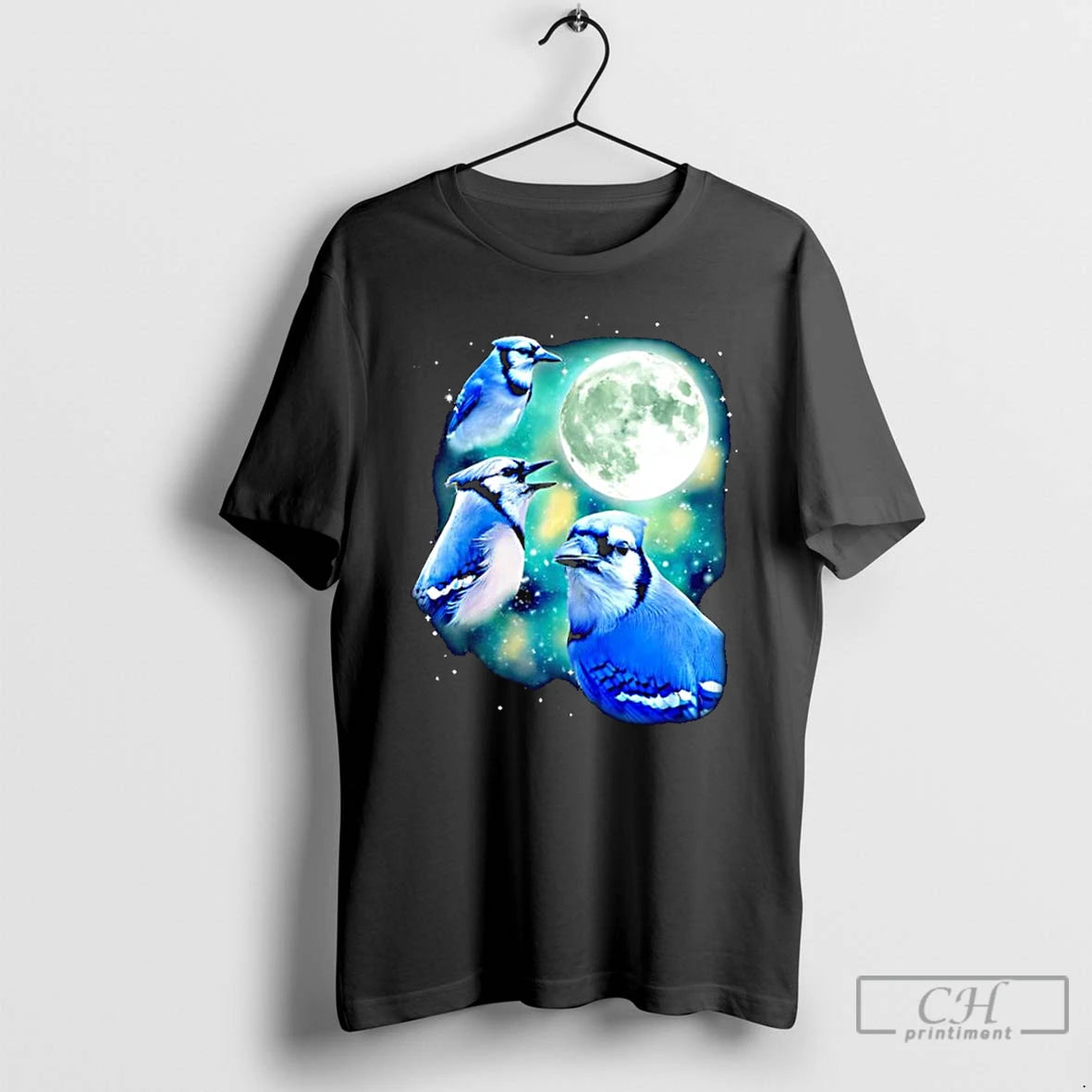 Classic Birdwatching Three Blue Jay Moon Avian Wildlife Graphic T Shirts Hoodie, Sweatshirt | InkNestWear.com