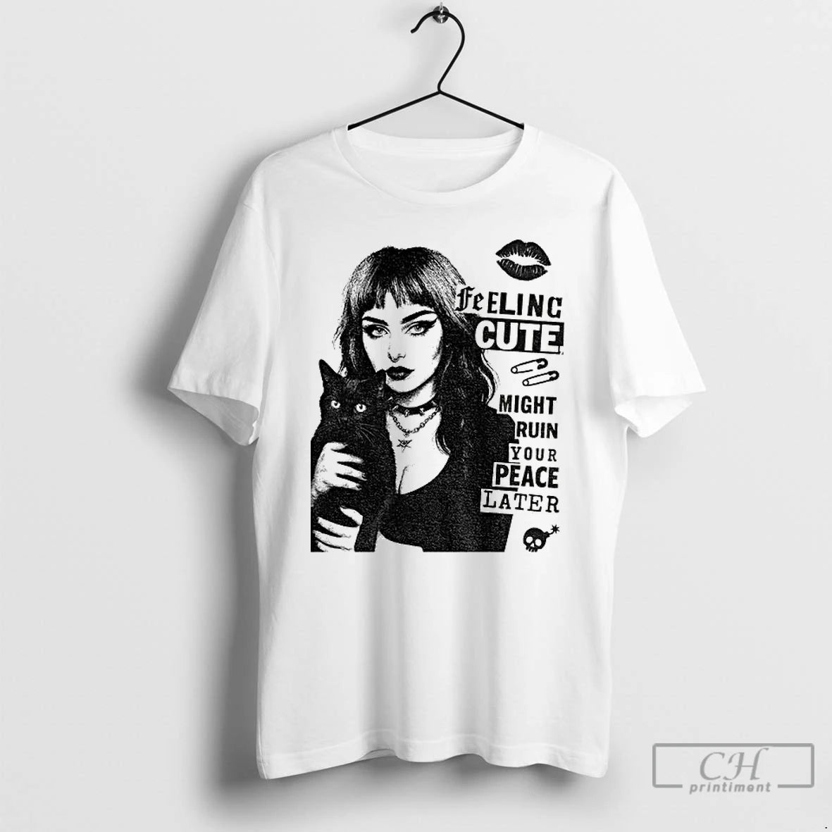 Classic Black Cat Feeling Cute Might Ruin Your Peace Later Vintage T-Shirts, Hoodie, Sweatshirt | InkNestWear.com