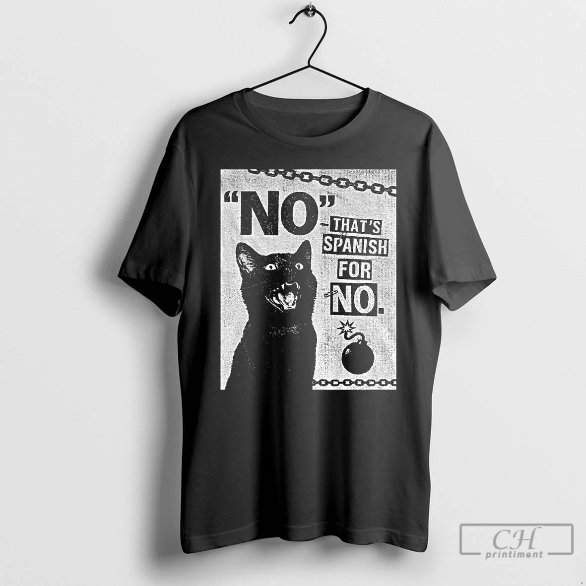 Classic Black Cat No Thats Spanish For No Boom Vintage Png T-Shirts, Hoodie, Sweatshirt | InkNestWear.com