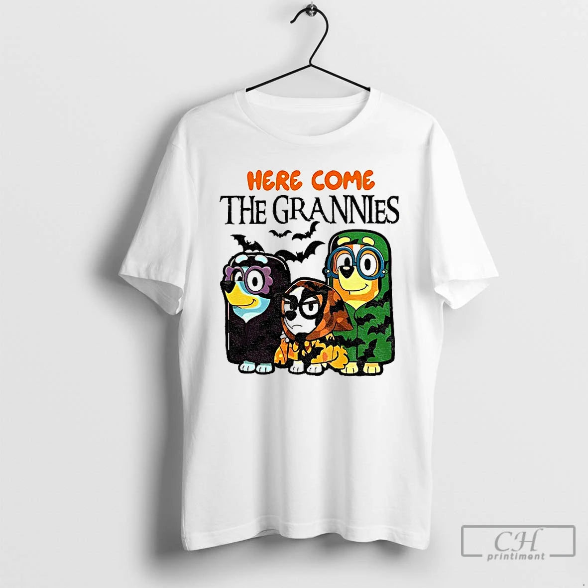 Classic Blue Dog Here Come The Grannies Halloween T Shirts Hoodie, Sweatshirt | InkNestWear.com
