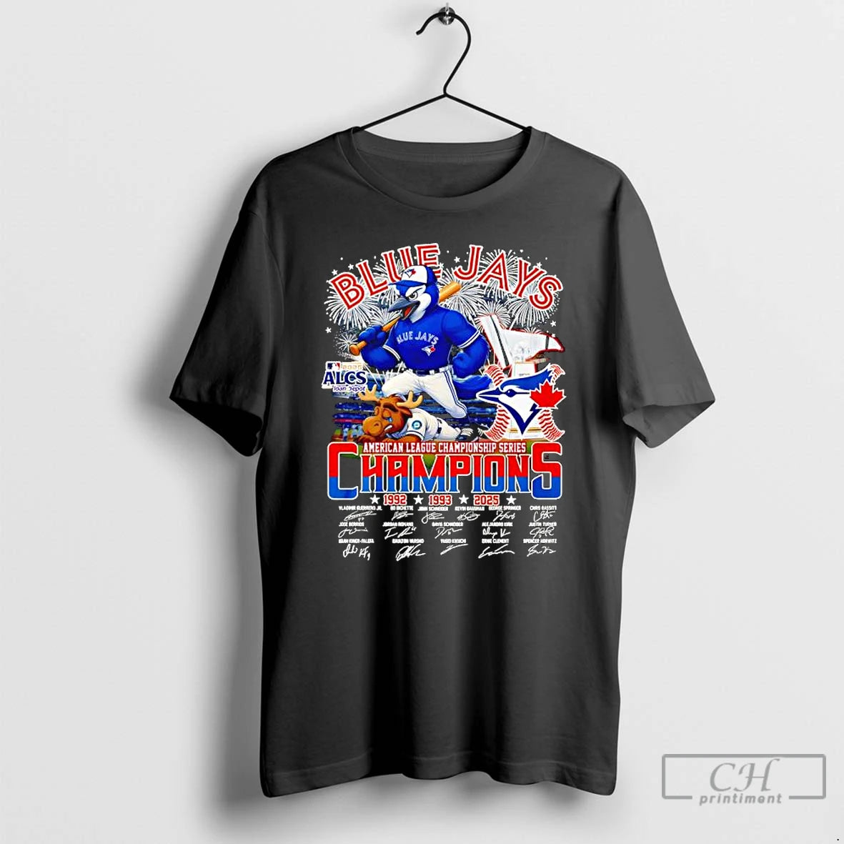 Classic Blue Jays 2025 American League Championship Series Signatures Alcs Mlb Mascot Logo T Shirts Hoodie, Sweatshirt