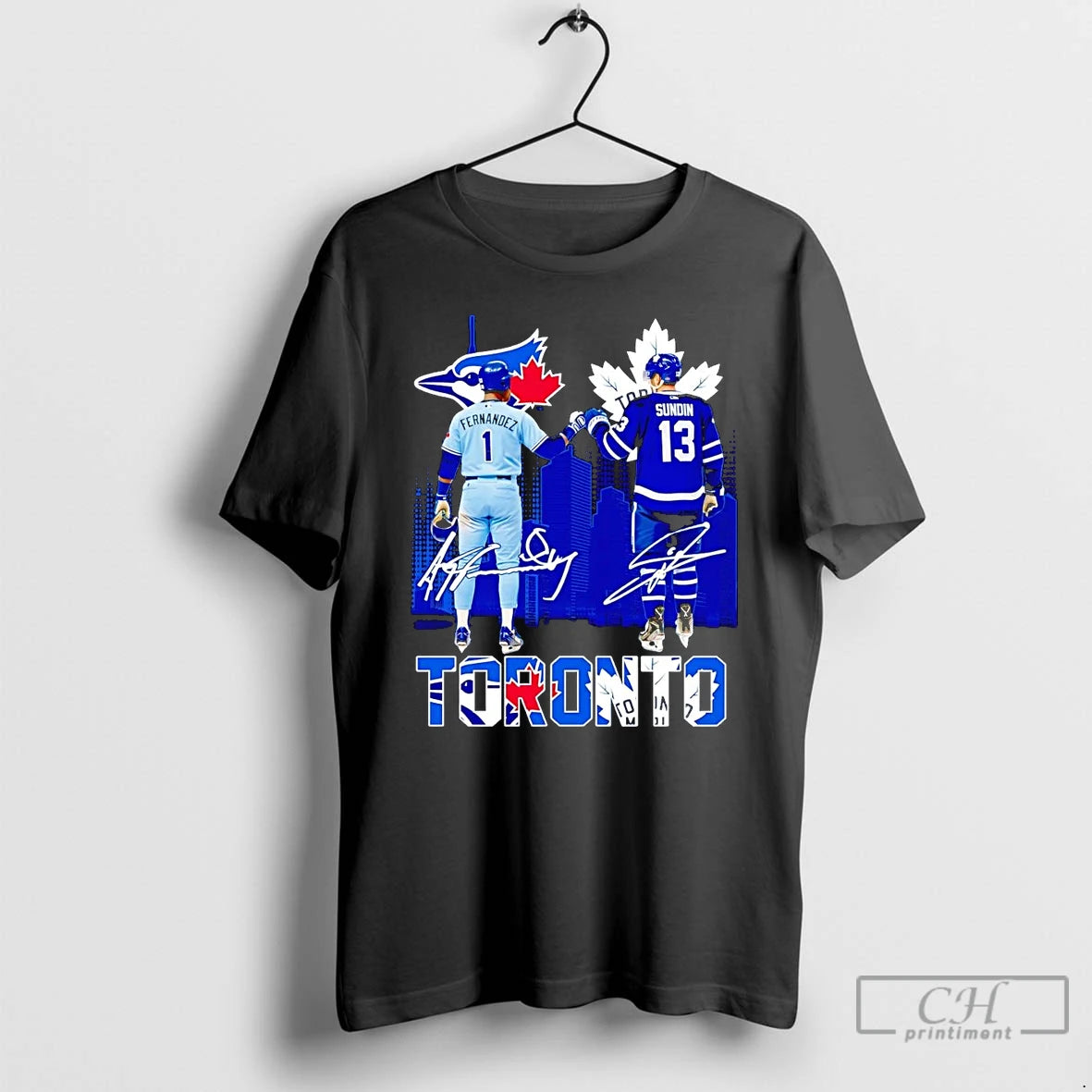 Classic Blue Jays Fernandez And Maple Leafs Sundin Fist Bump Toronto Skyline T Shirts Hoodie, Sweatshirt | InkNestWear.com