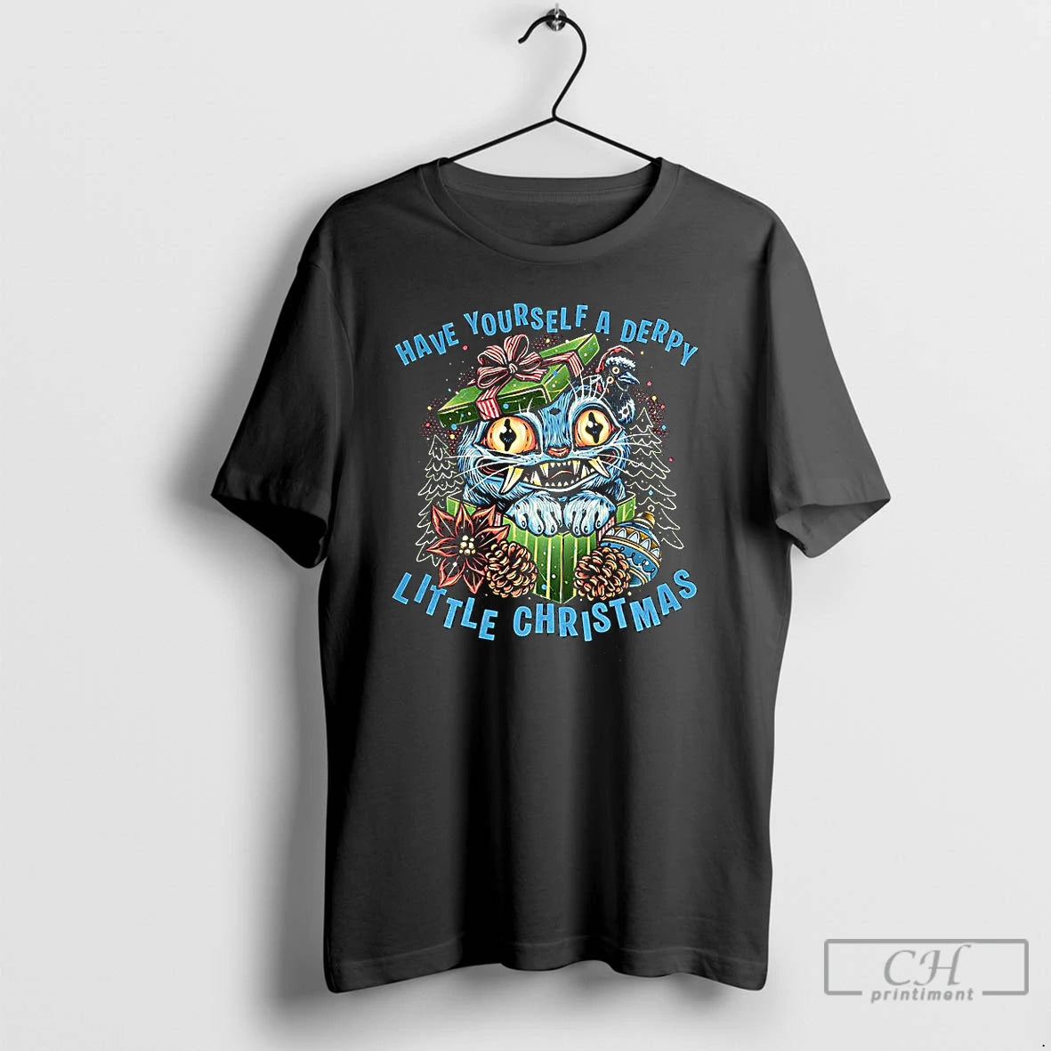 Classic Blue Tiger Have Yourself A Derpy Little Christmas T Shirts Hoodie, Sweatshirt | InkNestWear.com