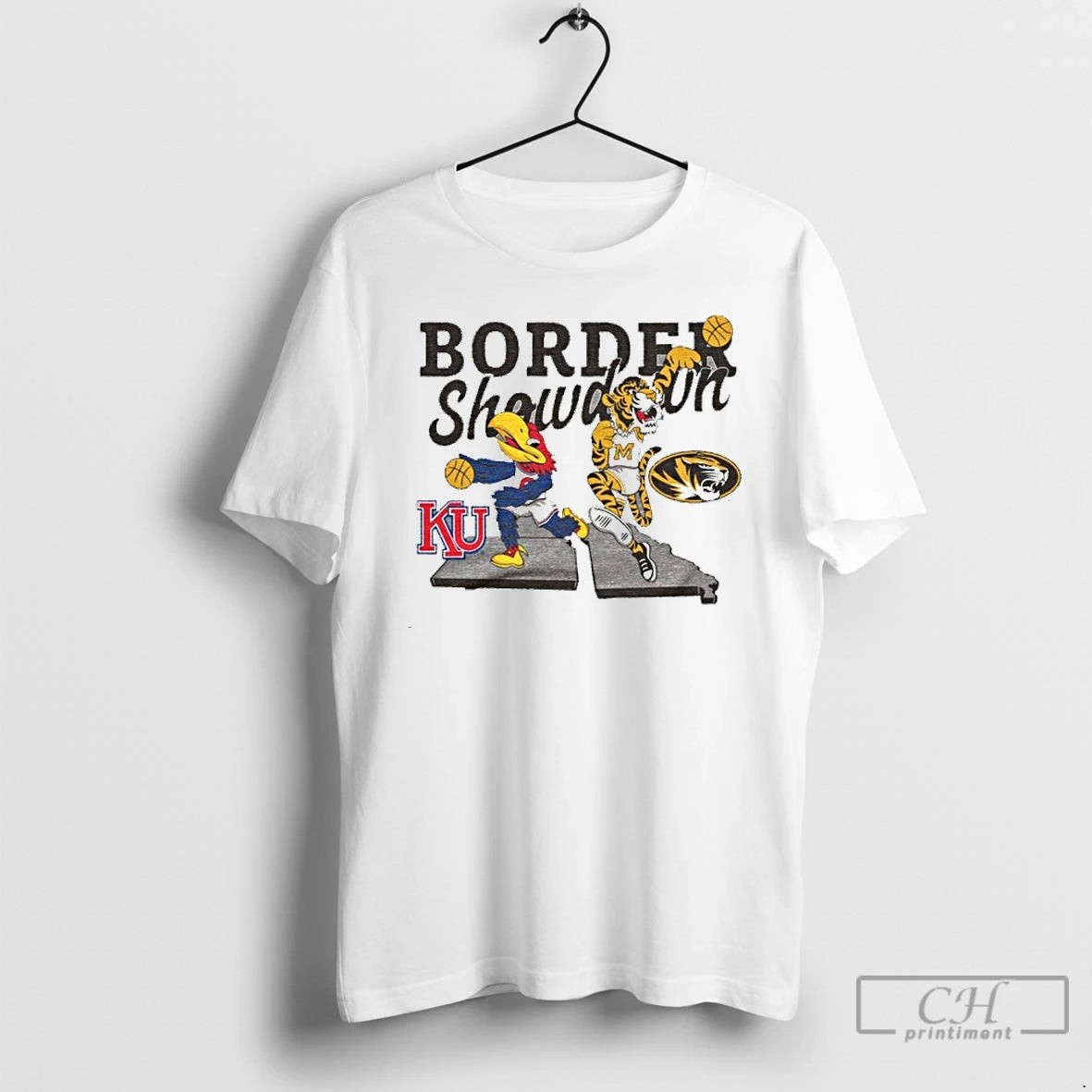 Classic Border Showdown Basketball 2025 Ku Vs Mizzou Mascot T-Shirts, Hoodie, Sweatshirt | InkNestWear.com