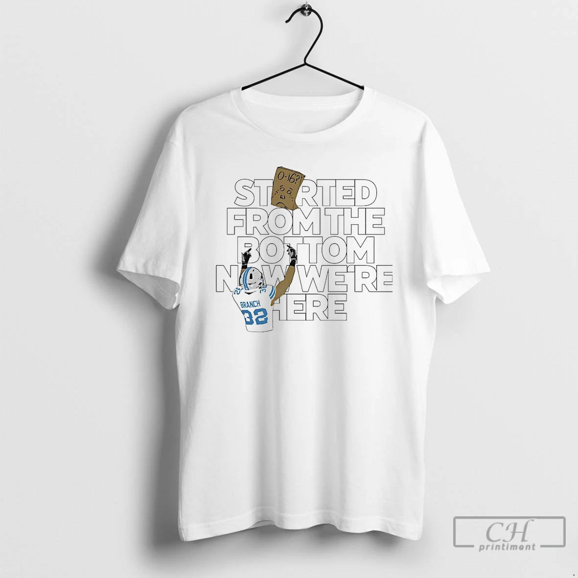 Classic Brian Branch Started From The Bottom Now Were Here T Shirts Hoodie, Sweatshirt | InkNestWear.com