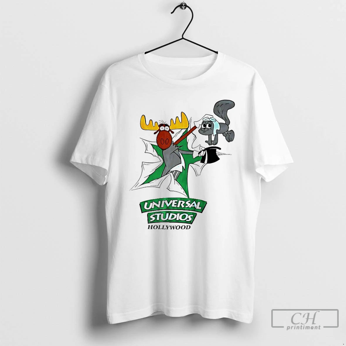 Classic Bullwinkle J Moose And Rocket Rocky J Squirrel Universal Studios Hollywood T Shirts