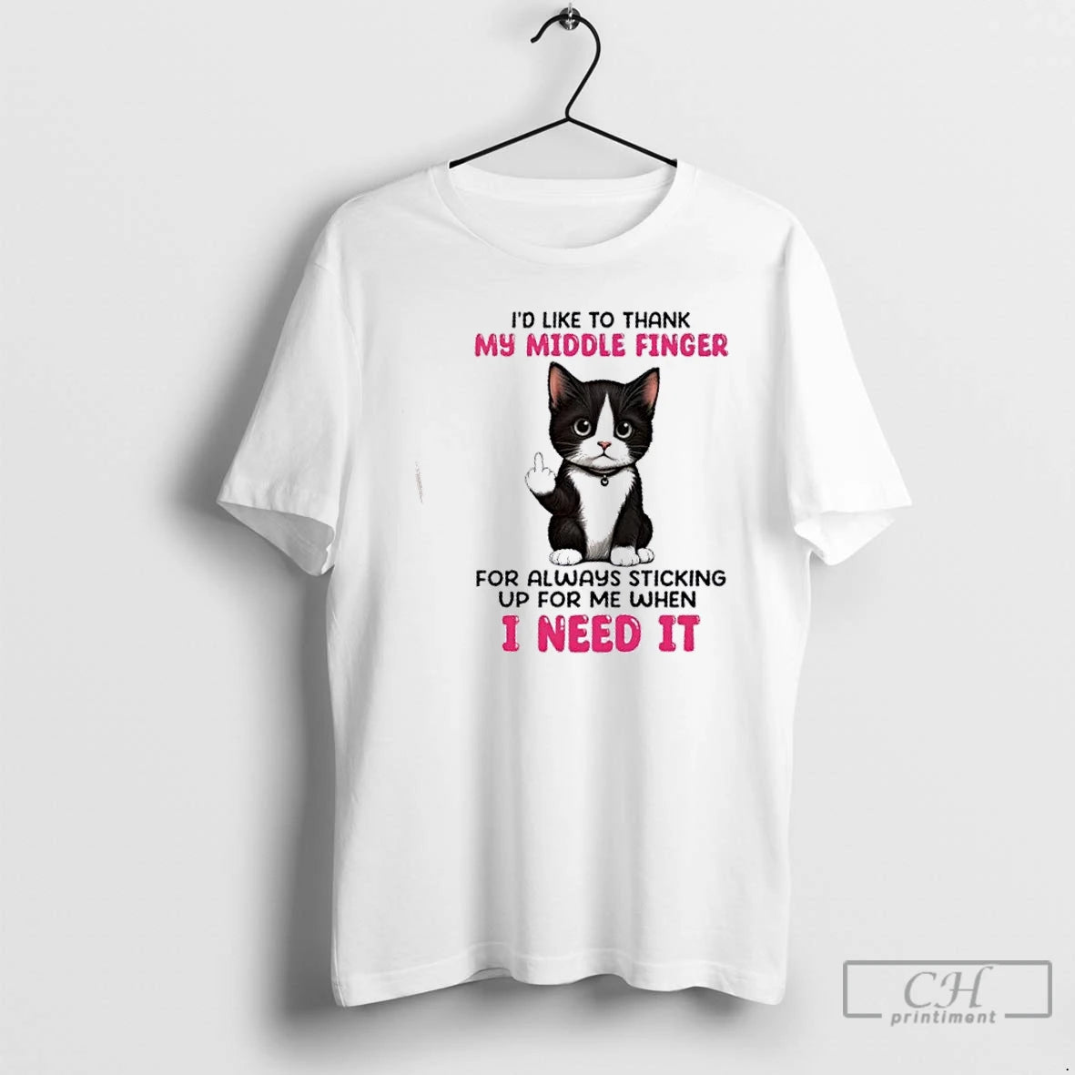 Classic Cat Id Like To Thank My Middle Finger For Always Sticking Up For Me T-Shirts, Hoodie, Sweatshirt | InkNestWear.com