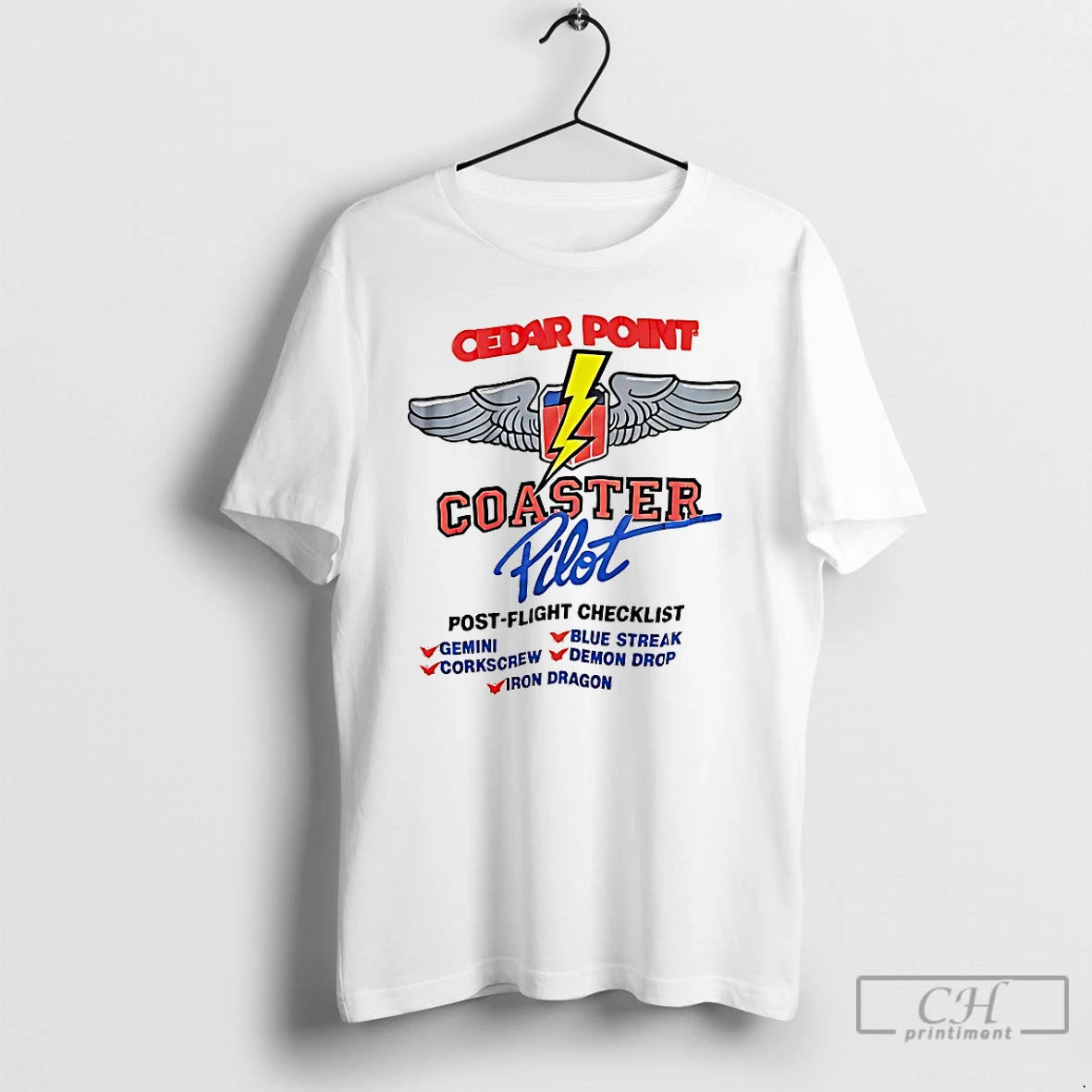Classic Cedar Point Coaster Pilot Post Flight Checklist T-Shirts, Hoodie, Sweatshirt | InkNestWear.com