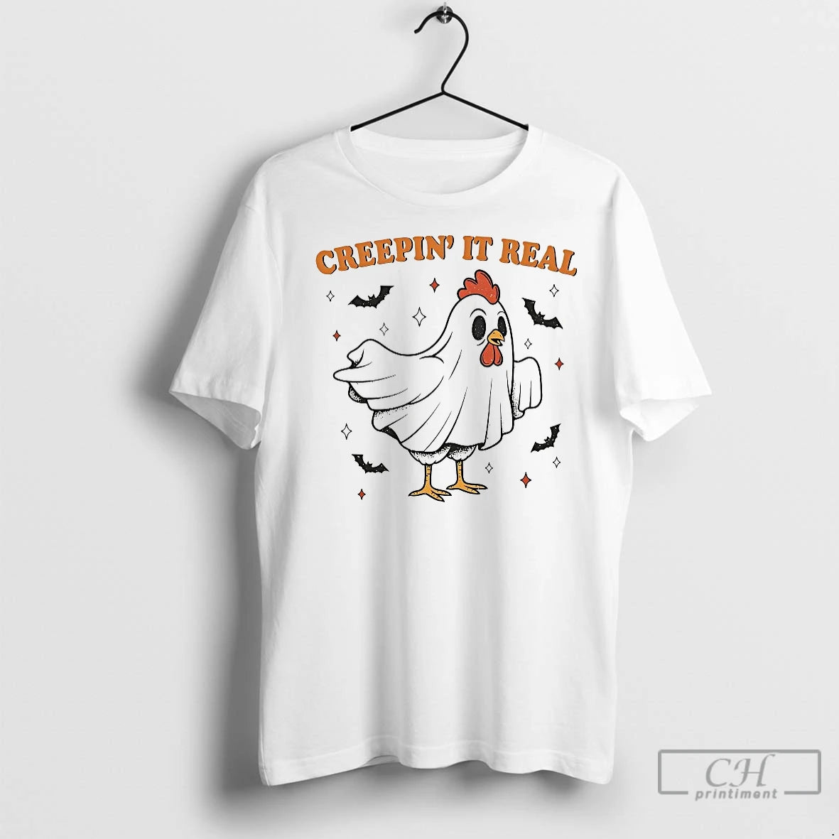 Classic Chicken Ghost Creepin It Real Halloween T-Shirts, Hoodie, Sweatshirt | InkNestWear.com