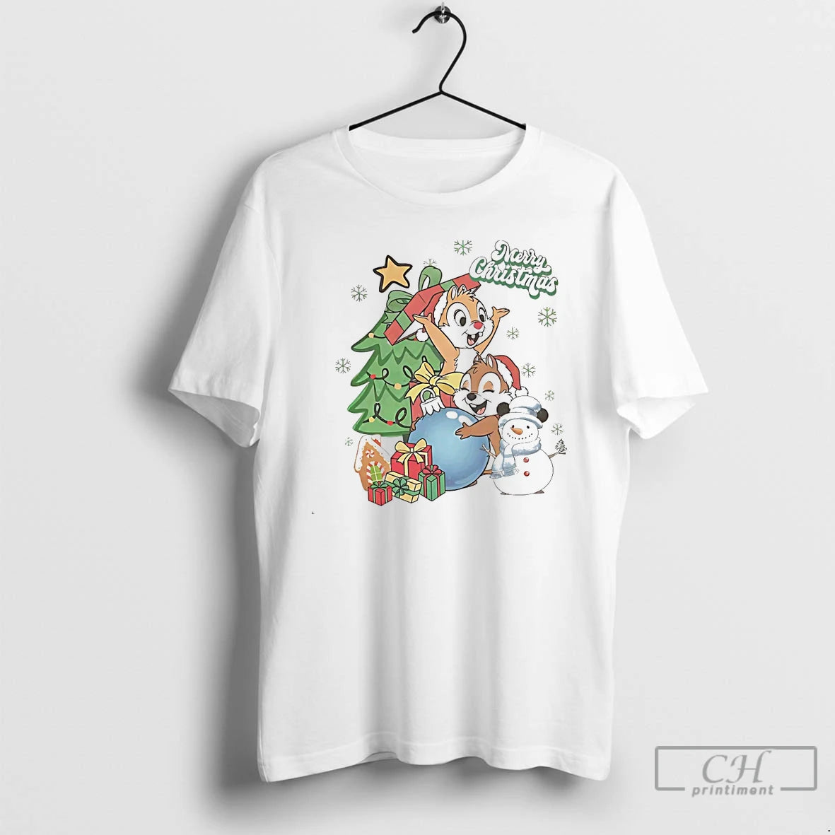 Classic Chip And Dale Merry Christmas Tree White T Shirts Hoodie, Sweatshirt | InkNestWear.com