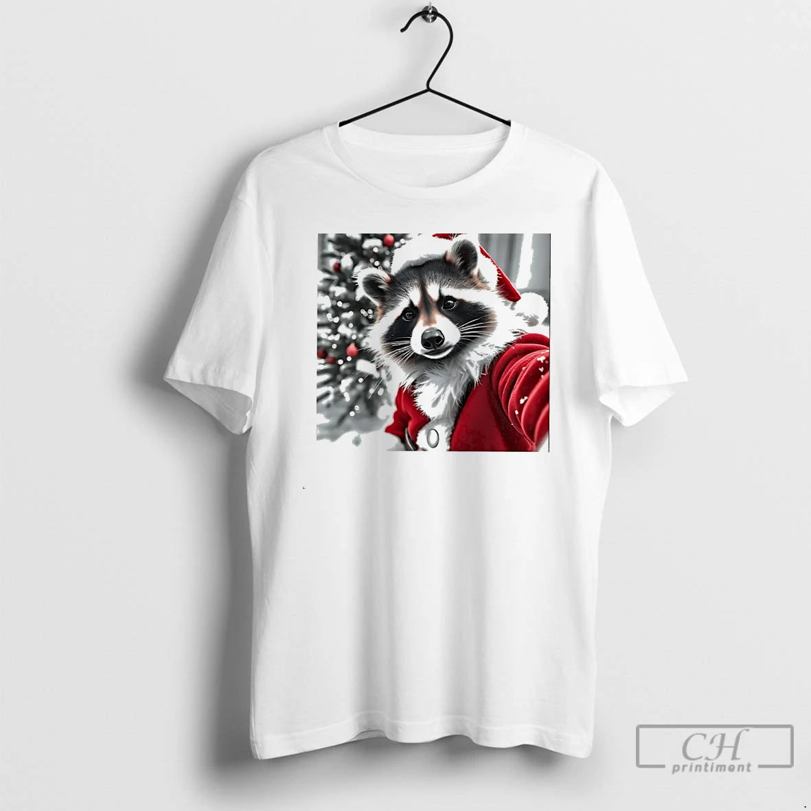 Classic Christmas Raccoon Selfie Santa Suit Holiday Photo Frame White T Shirts Hoodie, Sweatshirt | InkNestWear.com