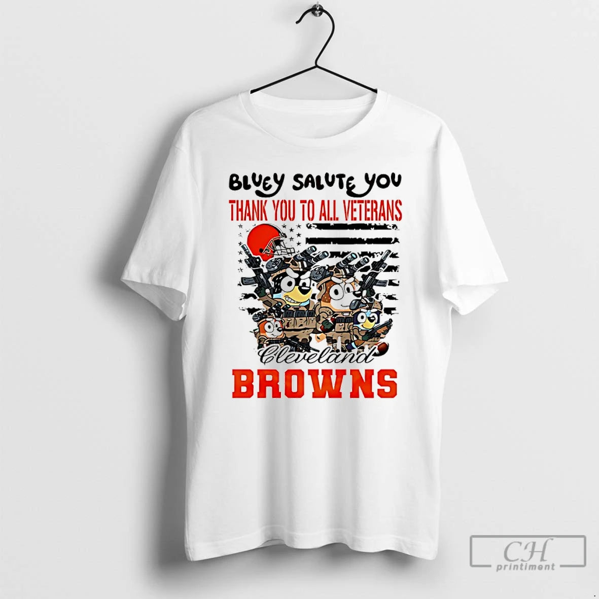 Classic Cleveland Browns Bluey Salute You Thank You All Veterans T-Shirts, Hoodie, Sweatshirt