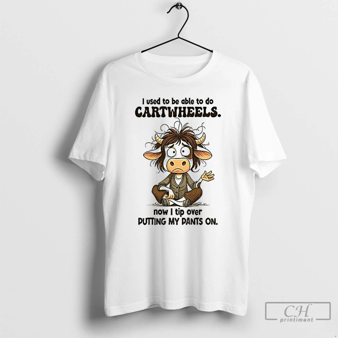 Classic Cow I Used To Be Able To Do Cartwheels Now I Tip Over Putting T-Shirts, Hoodie, Sweatshirt | InkNestWear.com