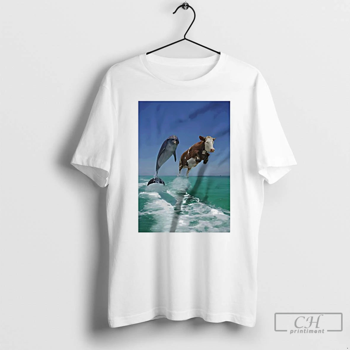 Classic Cow And Dolphin Jumping Out Of Water